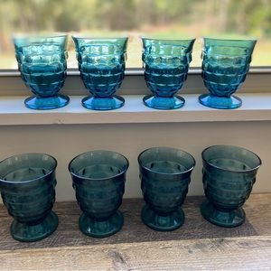 Indiana Glass Co. Fostoria Colony Whitehall RIVIERA BLUE SET OF 8 Juice Glasses